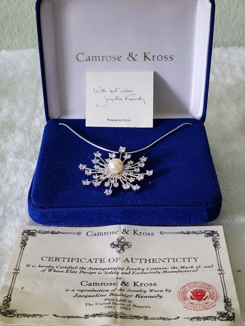 Camrose & Kross JBK Jackie Kennedy Starburst Pearl Crystal Necklace